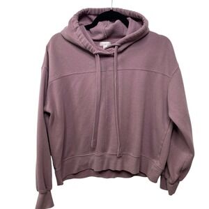 Flirtitude Active Pullover Hoodie‎ Purple Drawstring Crop Top Boxy Lounge Cozy M